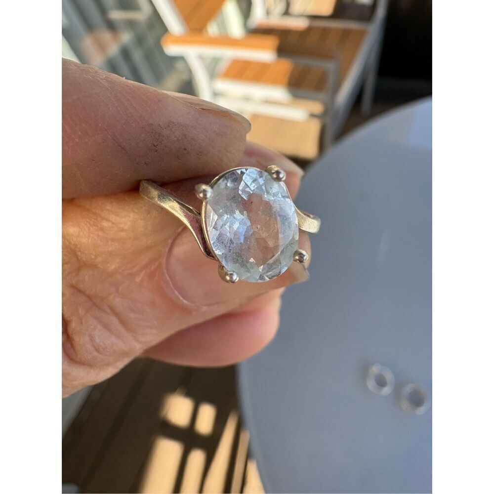 Ring, Sterling Silver and Blue Topaz Ring, size 8, NEW